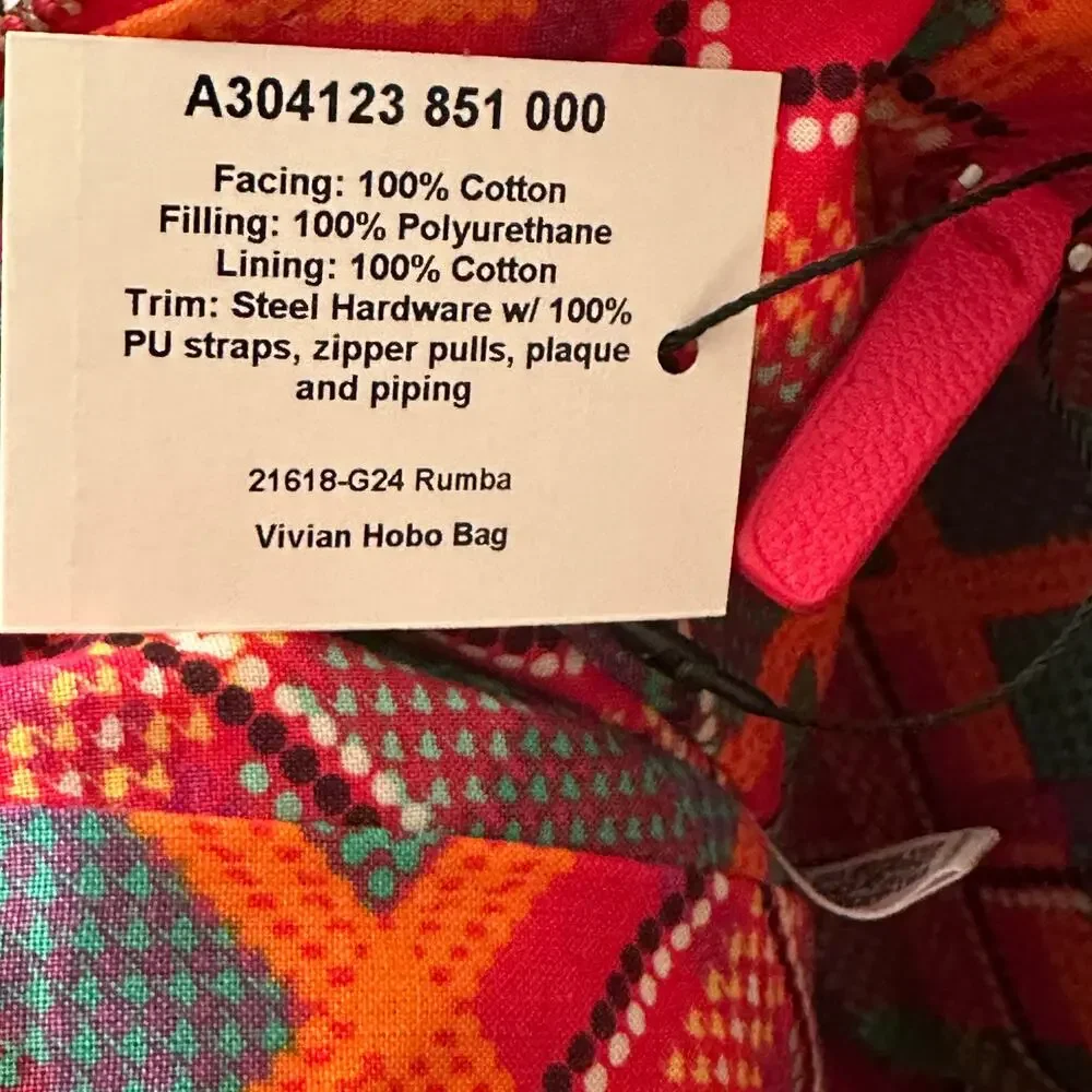 Vera Bradley NEW Vivian Hobo Bag Red Rumba Red Floral Print Crossbody Tote Purse